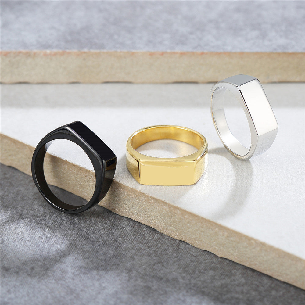 Aiden by Lunara – 7MM Square Seal Titanium Steel Ring