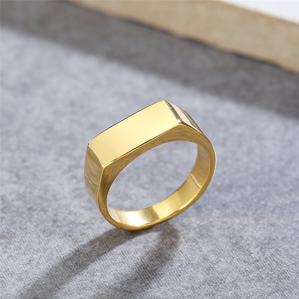 Aiden by Lunara – 7MM Square Seal Titanium Steel Ring