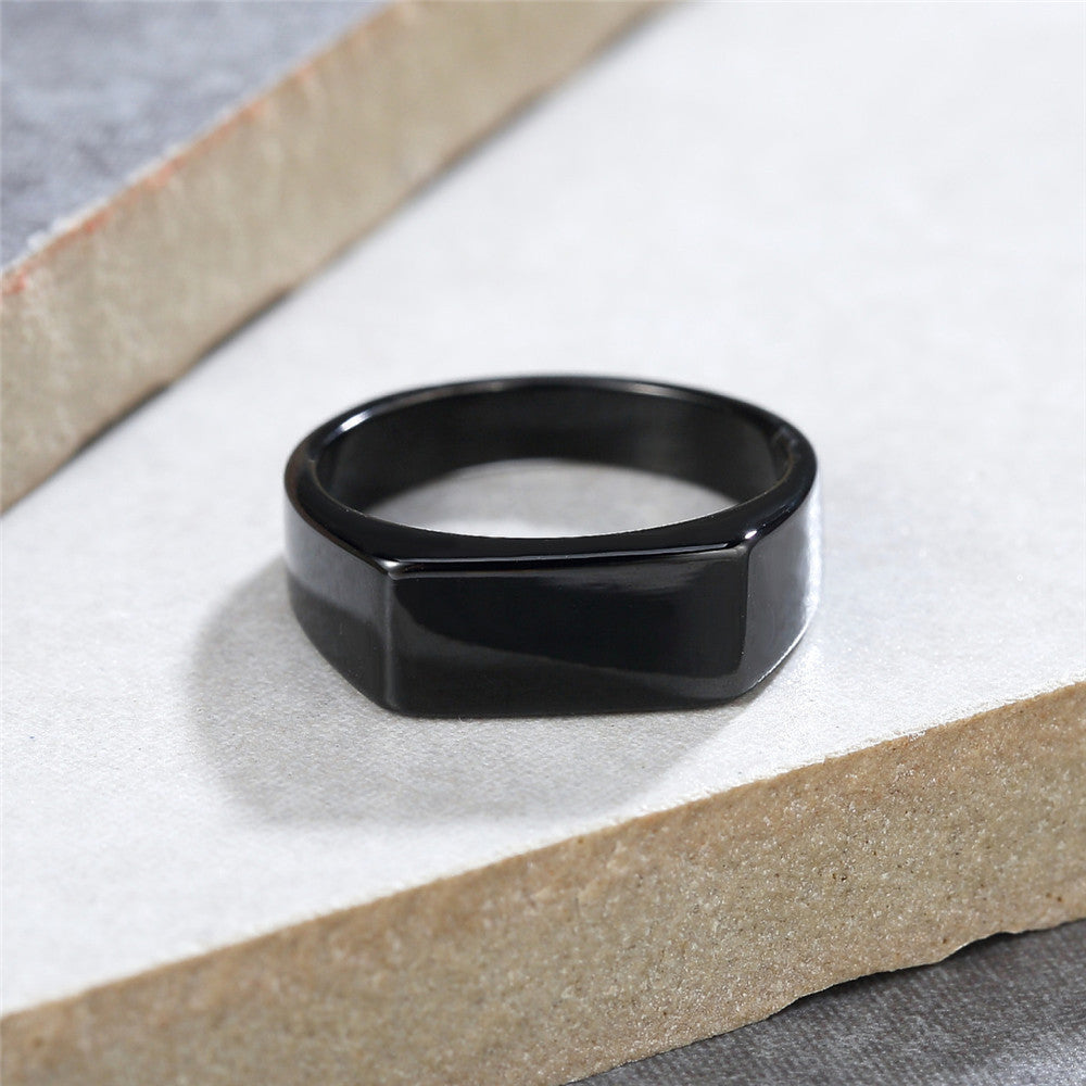 Aiden by Lunara – 7MM Square Seal Titanium Steel Ring