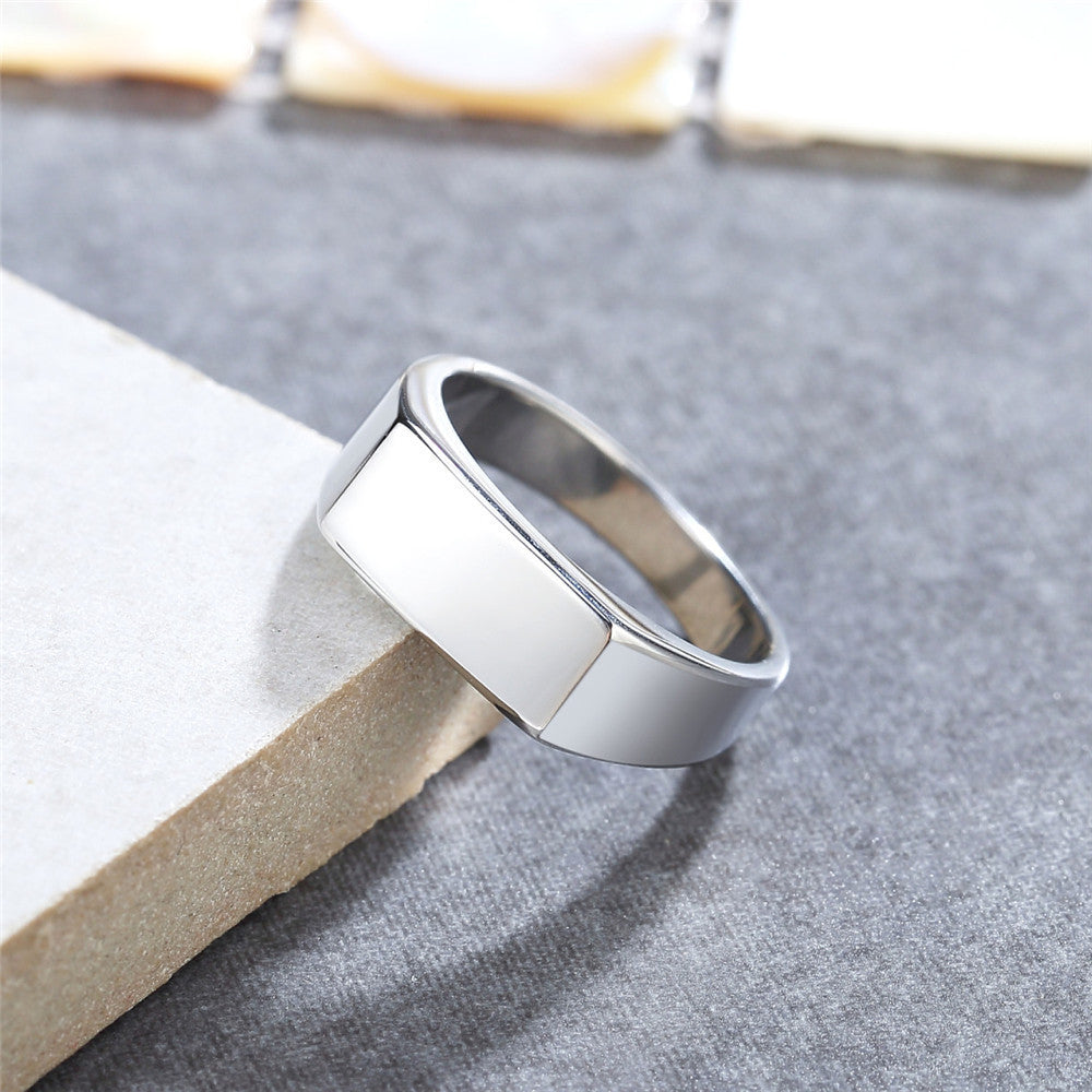 Aiden by Lunara – 7MM Square Seal Titanium Steel Ring