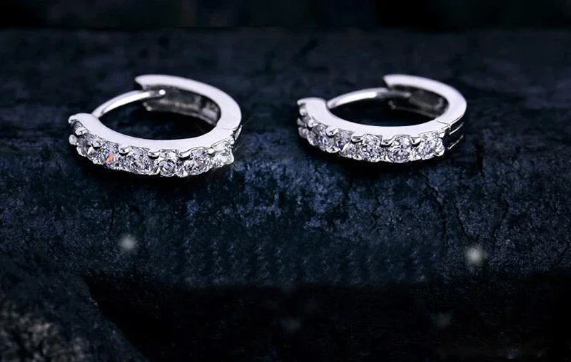 Elara by Lunara –  Silver 10mm Zircon Hoop Earrings