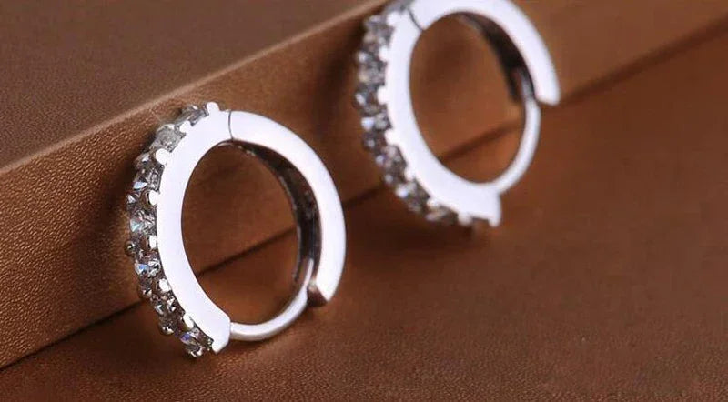 Elara by Lunara –  Silver 10mm Zircon Hoop Earrings