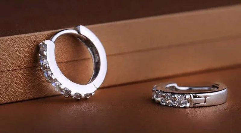 Elara by Lunara –  Silver 10mm Zircon Hoop Earrings