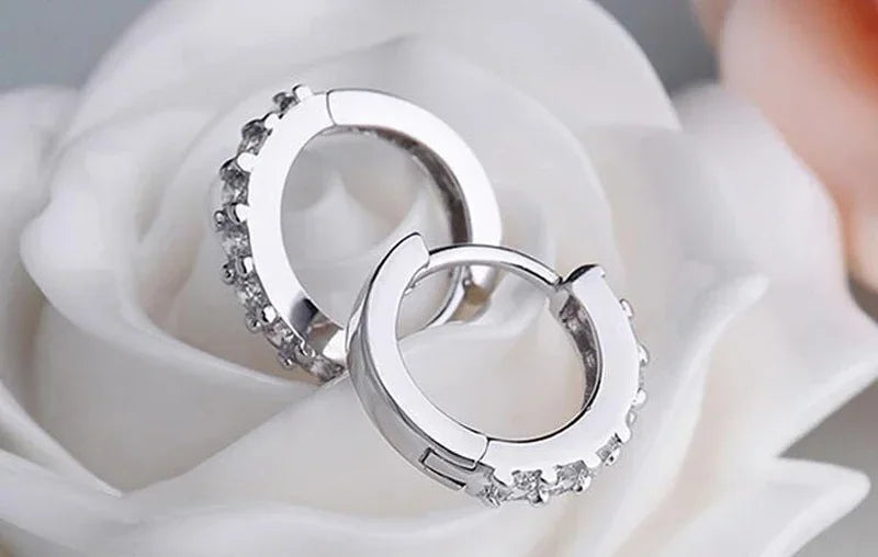 Elara by Lunara –  Silver 10mm Zircon Hoop Earrings