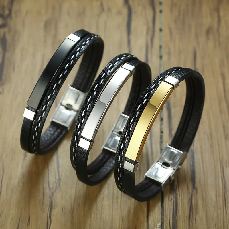 Ronan by Lunara – Genuine Leather & Stainless Steel Double-Layer Bracelet
