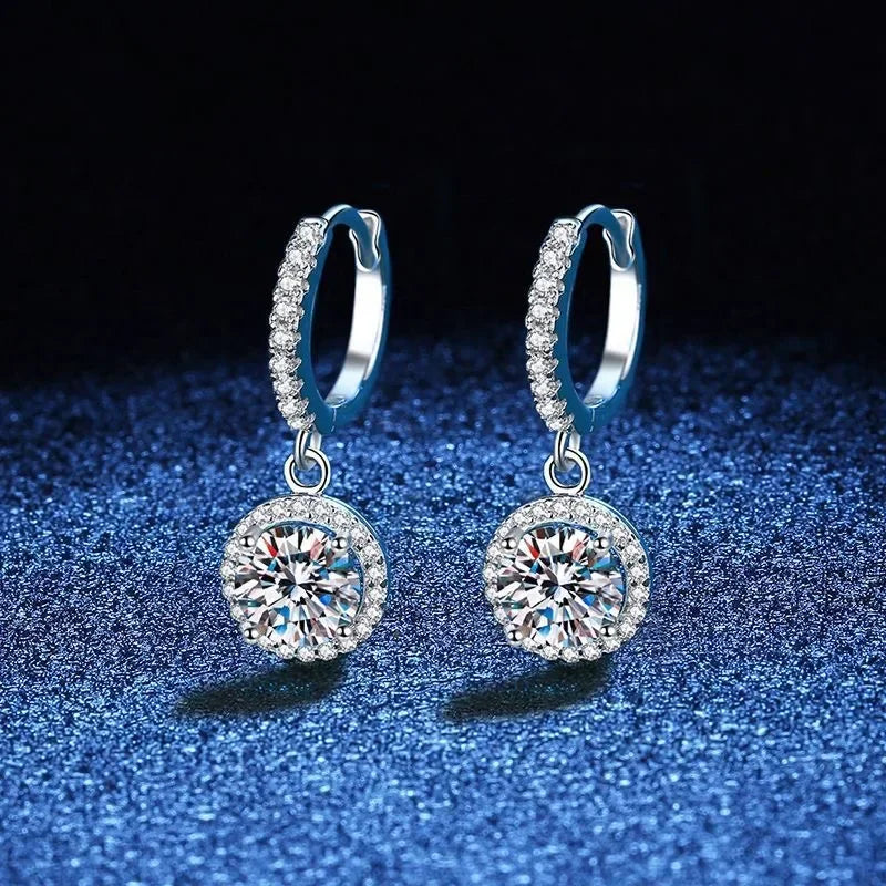 Aria by Lunara – 1 Carat Moissanite Sterling Silver Round Hoop Earrings