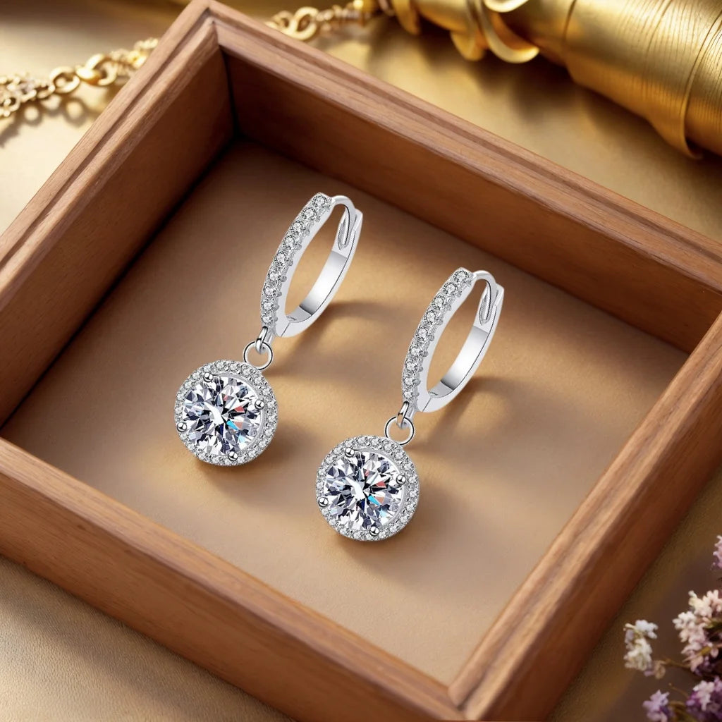Aria by Lunara – 1 Carat Moissanite Sterling Silver Round Hoop Earrings