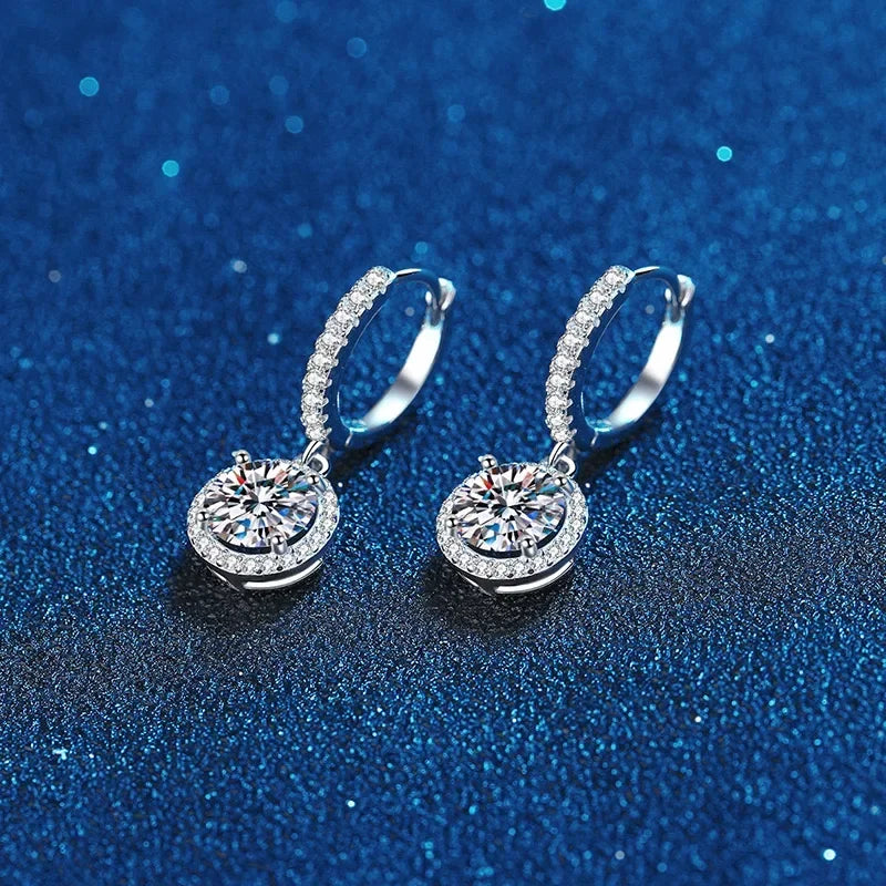 Aria by Lunara – 1 Carat Moissanite Sterling Silver Round Hoop Earrings