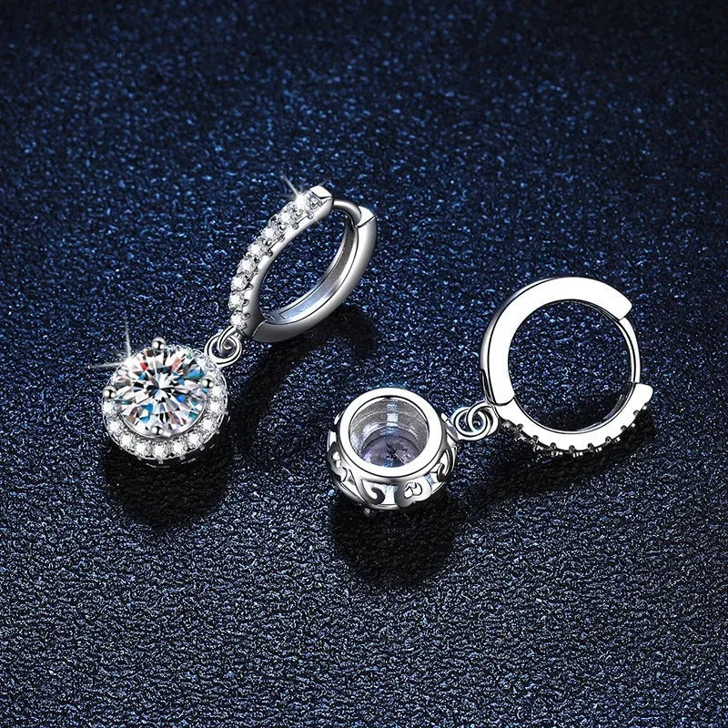 Aria by Lunara – 1 Carat Moissanite Sterling Silver Round Hoop Earrings