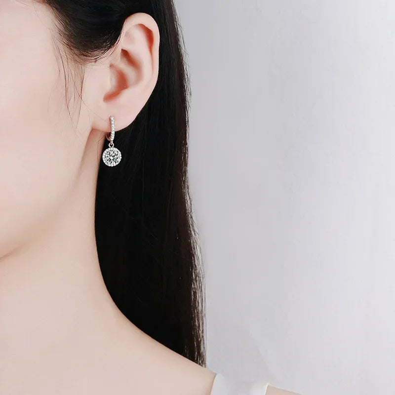 Aria by Lunara – 1 Carat Moissanite Sterling Silver Round Hoop Earrings