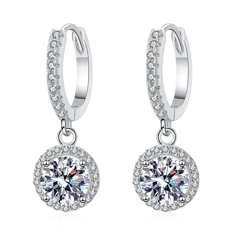 Aria by Lunara – 1 Carat Moissanite Sterling Silver Round Hoop Earrings